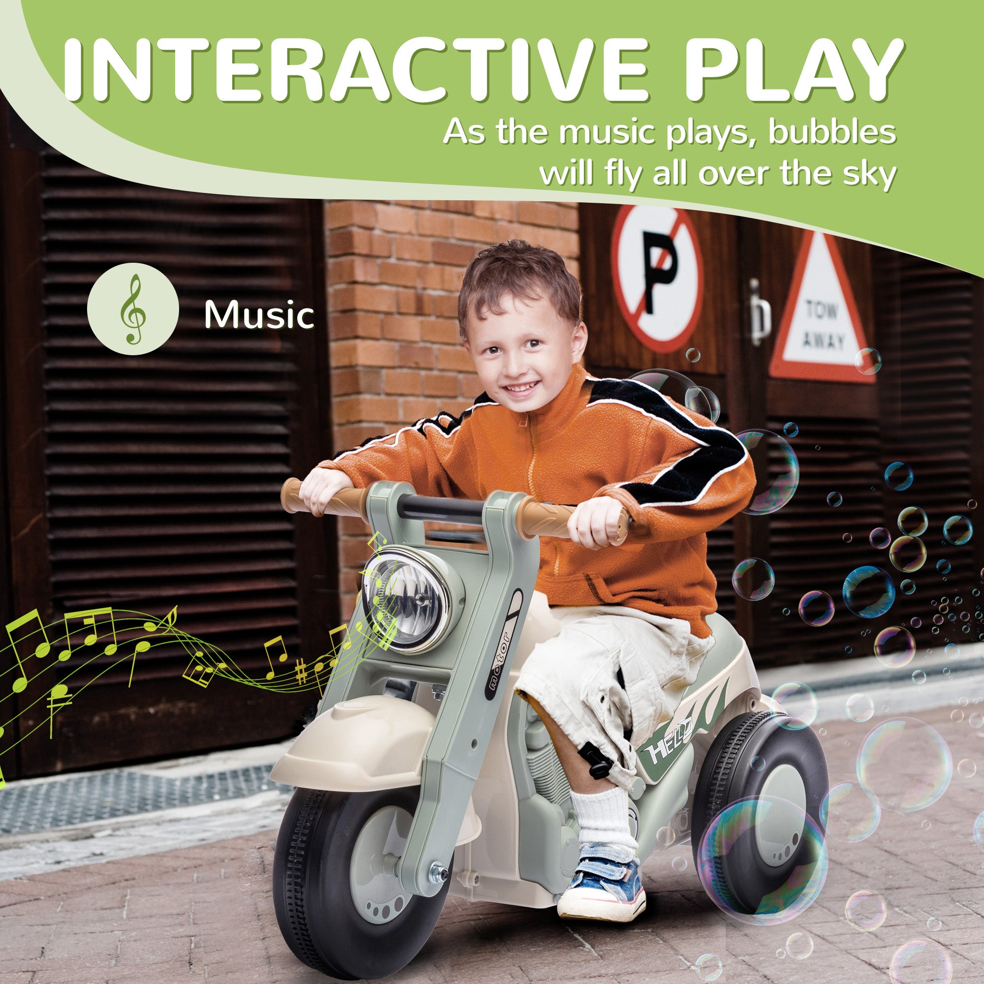 Foot to Floor Toddler Ride on Toy, Sliding Toddler Car with Music and Bubble, for 2-5 Years Old, Cream White Push Cars for Toddlers at Gallery Canada