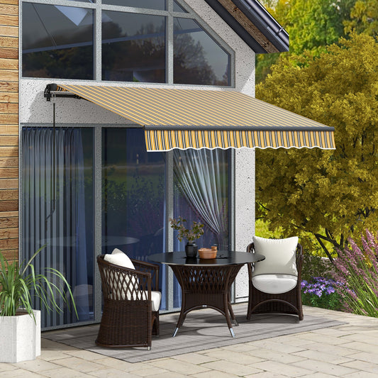 8' x 6.5' Retractable Awning, 280gsm UV Resistant Sunshade Shelter for Deck, Balcony, Yard, Yellow and Grey - Gallery Canada