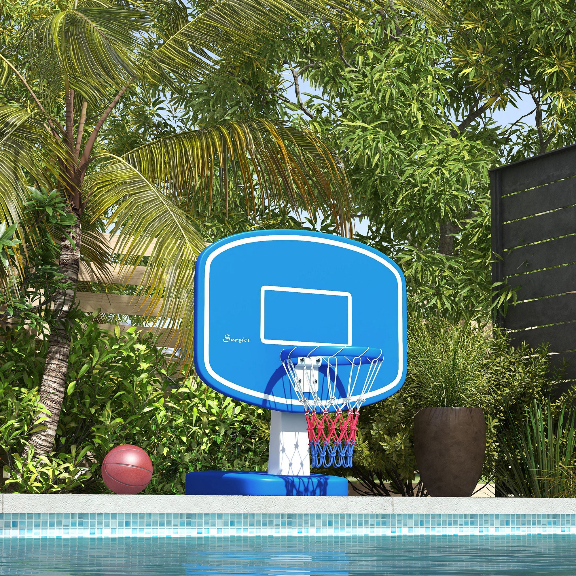 2-in-1 Pool Basketball Hoop Poolside &; Volleyball Set, Portable Basketball Hoop with Fillable Base Basketball at Gallery Canada