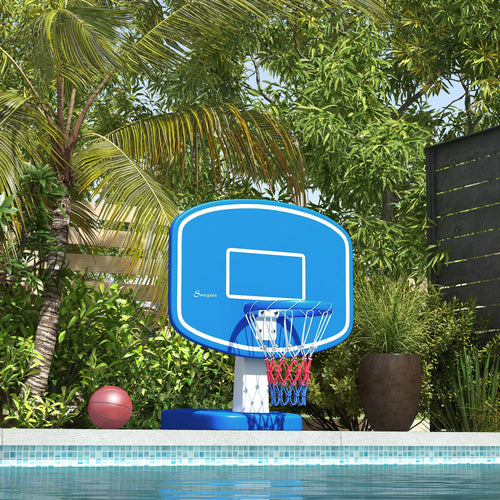 2-in-1 Pool Basketball Hoop Poolside &; Volleyball Set, Portable Basketball Hoop with Fillable Base
