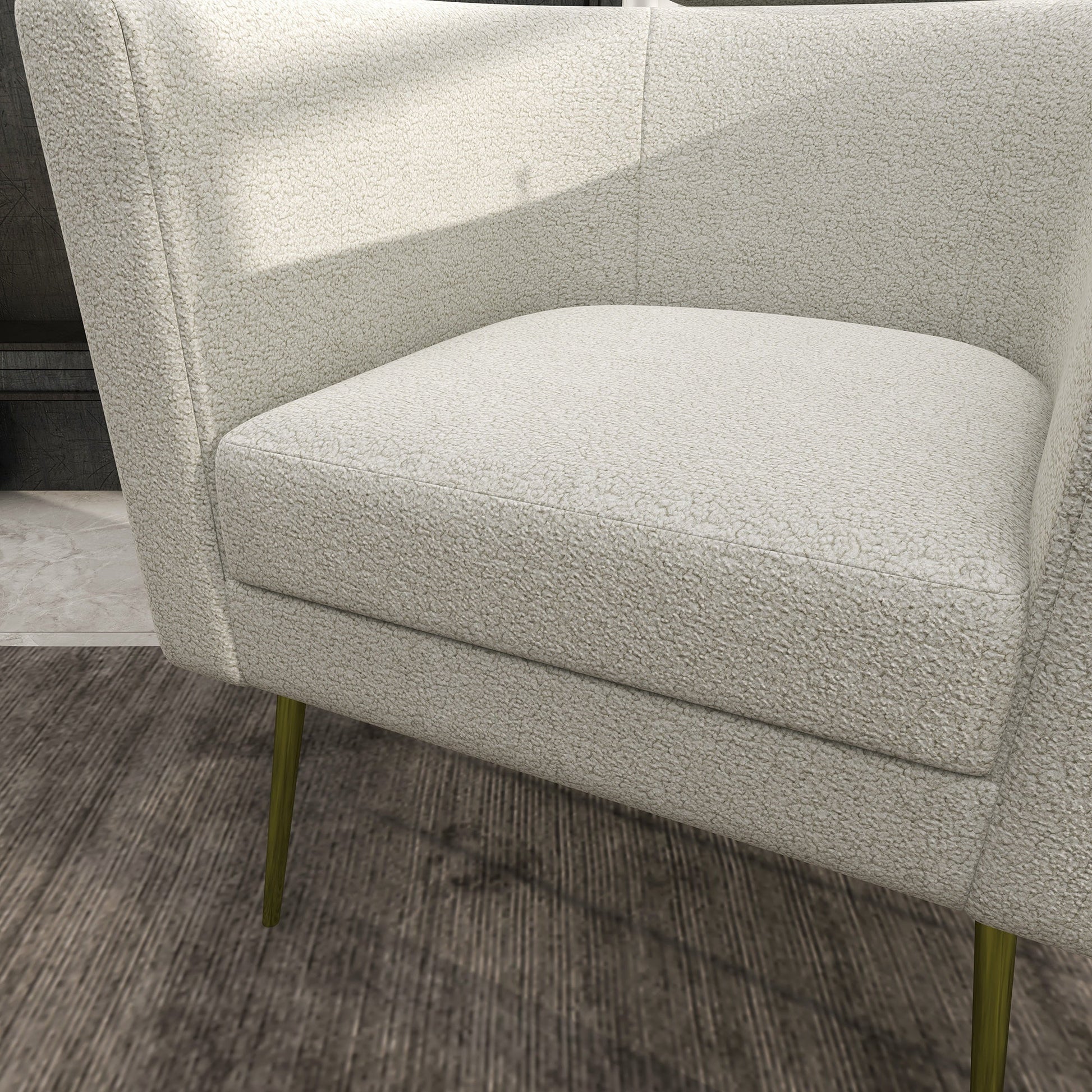 Barrel Accent Chair with Detachable Headrest, Modern Armchair for Living Room, Home Office, Cream White Accent Chairs   at Gallery Canada