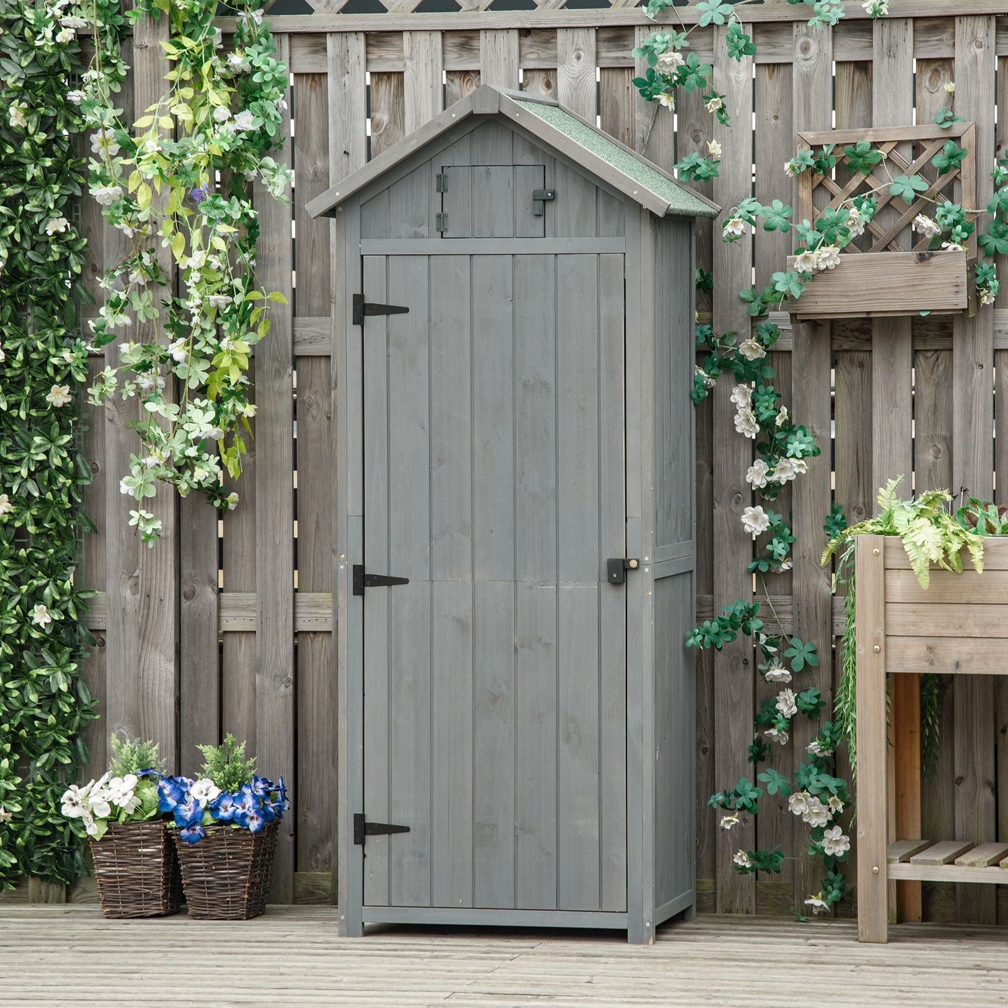 30"x21"x71" Garden Storage Shed with 3 Shelves, Water-resistant, Grey Sheds   at Gallery Canada