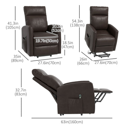 Power Lift Recliner Chair with Remote Control Side Pocket for Living Room Home Office Study Brown Electric Power Lift Chairs   at Gallery Canada