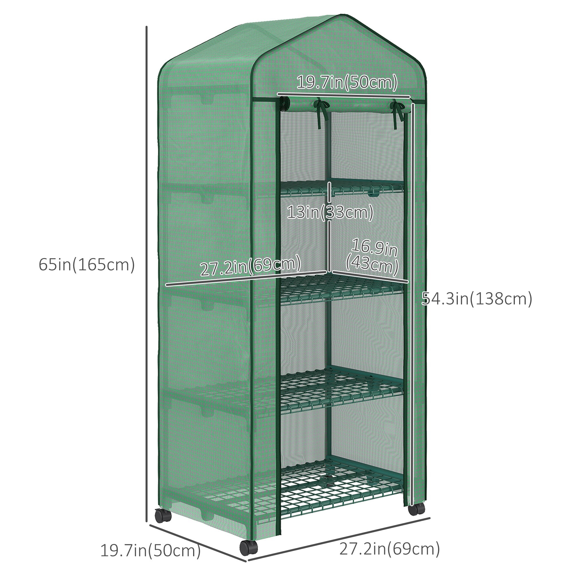 Portable Greenhouse, Outdoor Hot House Plant Flower Greenhouse with 4 Tier Shelves, PE Cover, Green Walk In Greenhouses   at Gallery Canada