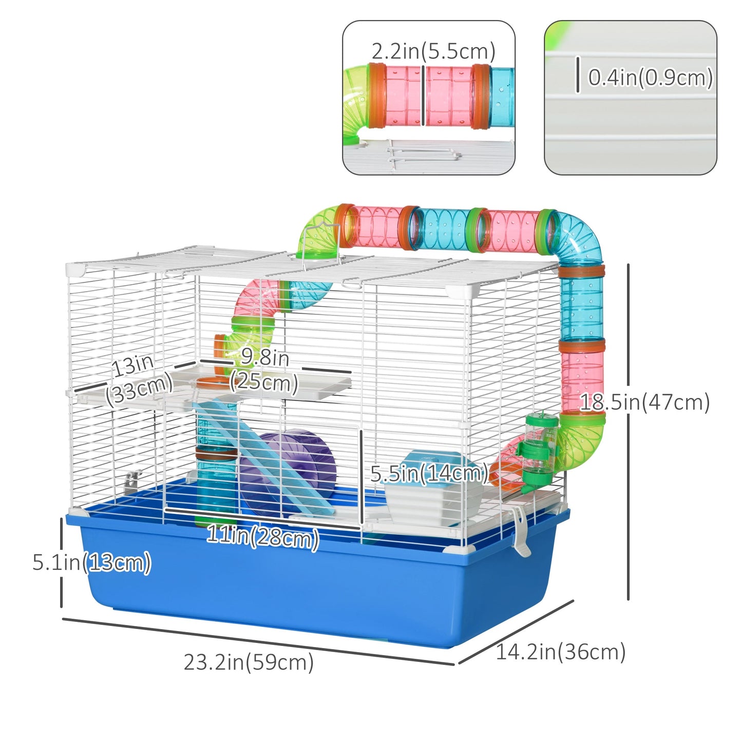 3-Tier Large Toy-Filled Steel Small Animal Cage, Includes Exercise Wheel, Water Bottle, Food Dish, Blue Hamster Cages   at Gallery Canada