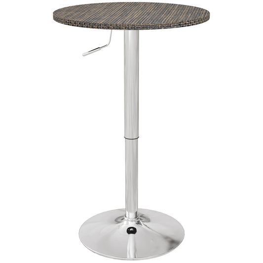 Adjustable Bar Table for 2, Round Pub Table with PE Rattan Top and Steel Base for Home Bar, Small Dining Room, Brown Bar Tables   at Gallery Canada