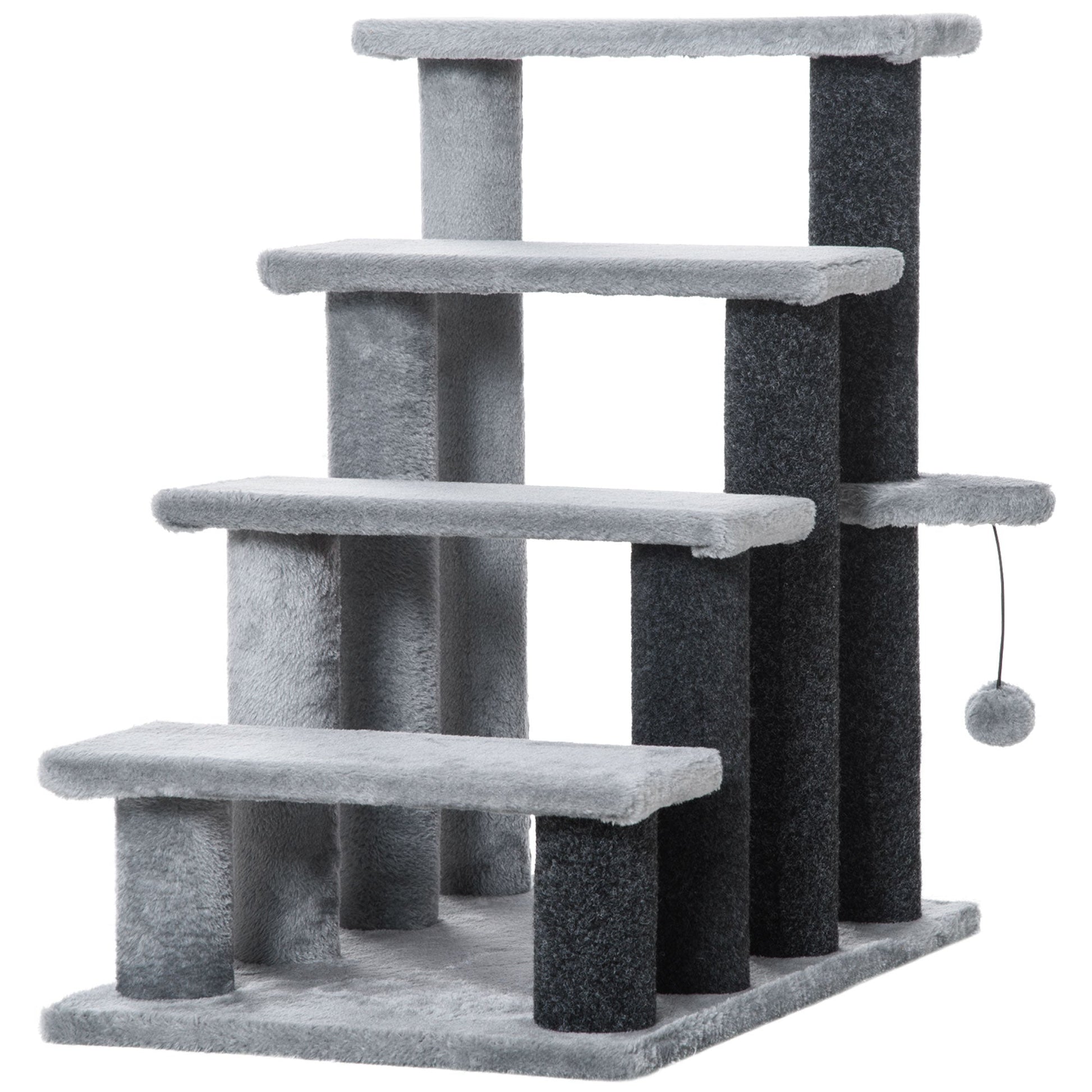 Cat Stairs for Bed, Couch 4 Steps, Small Cat Tree for Indoor Cats with Scratching Posts Toy Ball, Light Gray Cat Stairs Multi Colour  at Gallery Canada