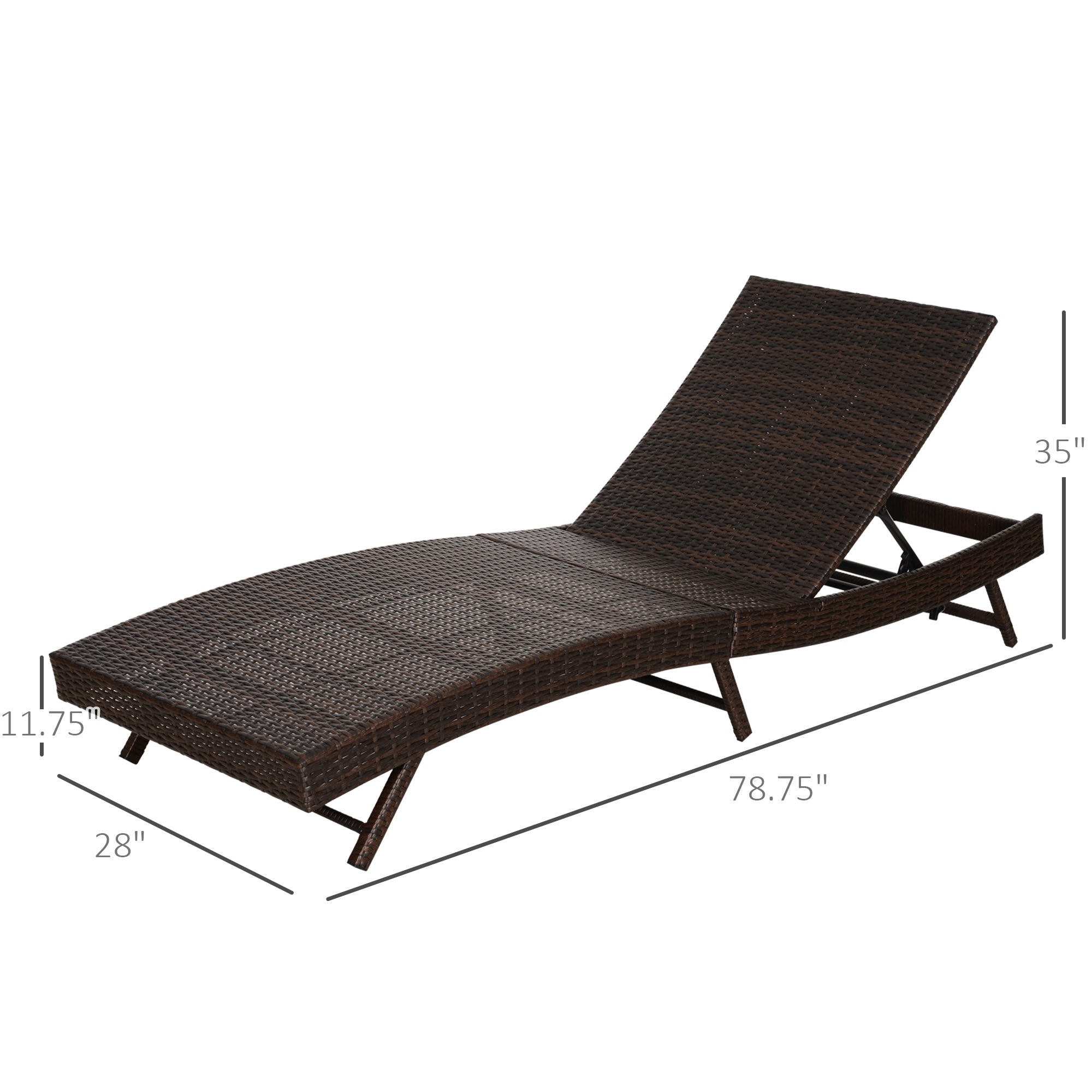 Wicker Patio Lounger, Outdoor S Shape Recliners Lounge Chair w/ 5-Level Adjustable Backrest, Soft Padded Cushion for Outdoor Use, Cream White Chaise Loungers   at Gallery Canada