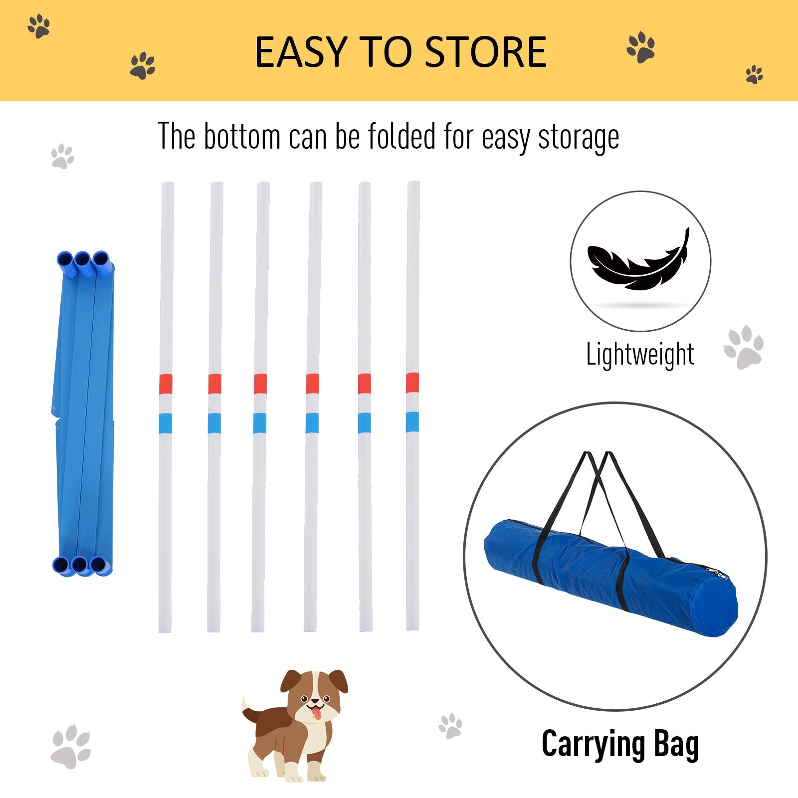 Adjustable Dog Agility Training Obstacle Set with Weaves Poles and Storage Bag for Pet Dogs Outdoor Games Exercise Blue and White Dog Agility Training Equipment   at Gallery Canada