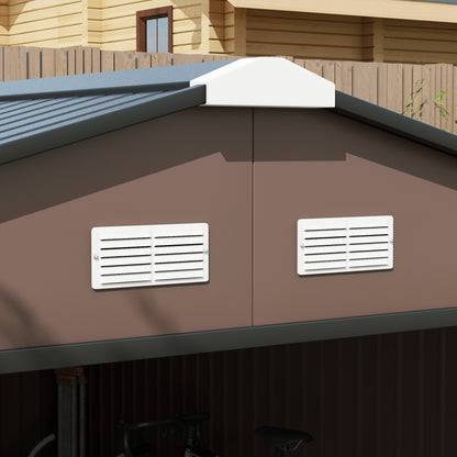 11' x 13' Garden Storage Shed w/ Foundation Kit Metal Tool Storage House w/ Double Doors, Brown Sheds at Gallery Canada