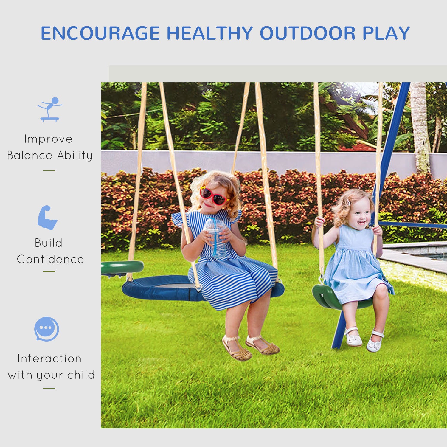 5 in1 Kids Swing Set with Saucer Swing, Slide, Seesaw, Glider, Swing Seat for Backyard, Playground Gym Sets & Swings at Gallery Canada