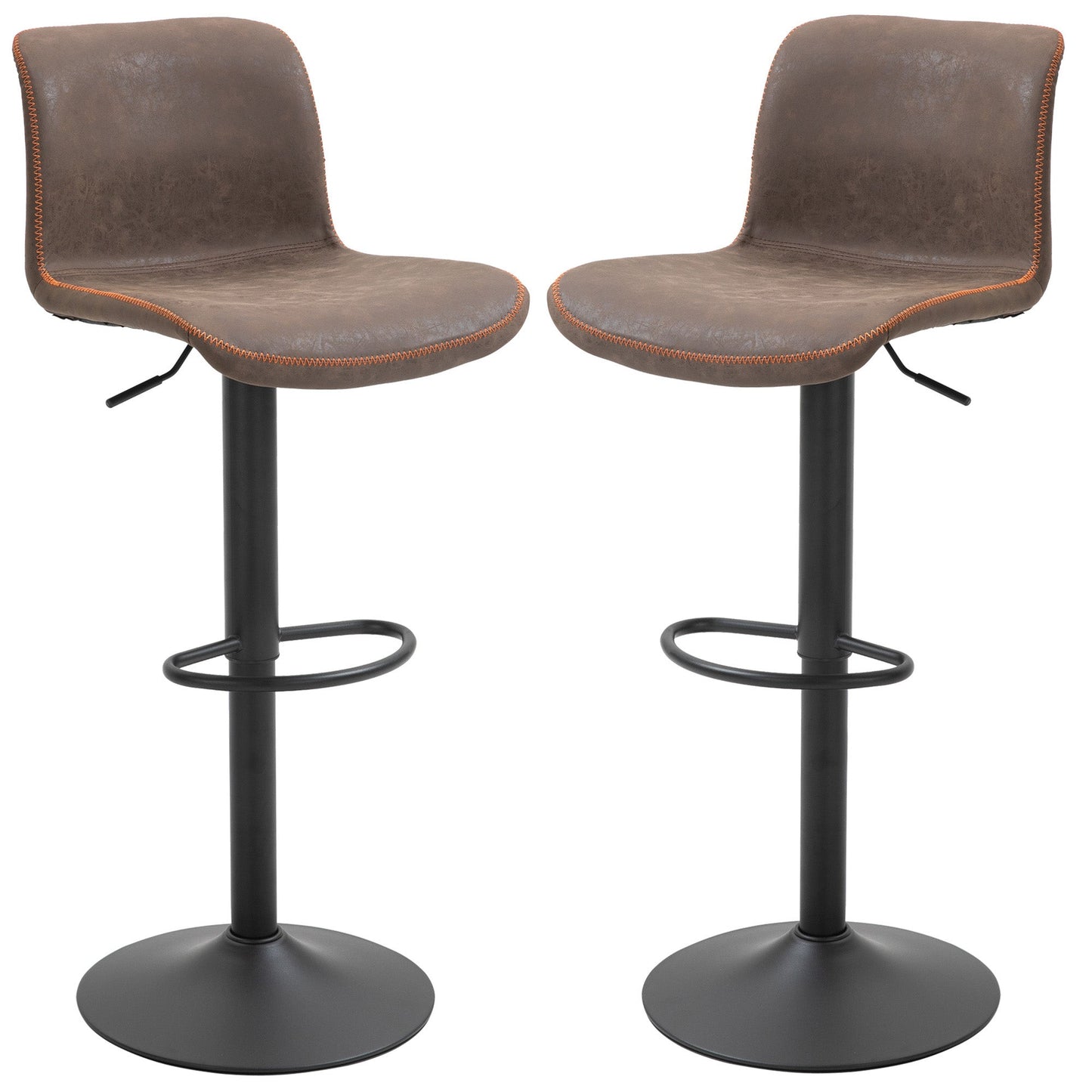 Adjustable Swivel Counter Height Bar Stools with Footrest, PU Leather, Brown Bar Stools Brown  at Gallery Canada