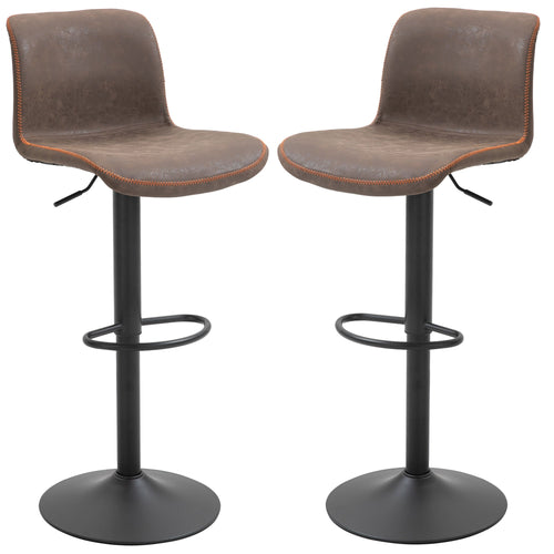 Adjustable Swivel Counter Height Bar Stools with Footrest, PU Leather, Brown