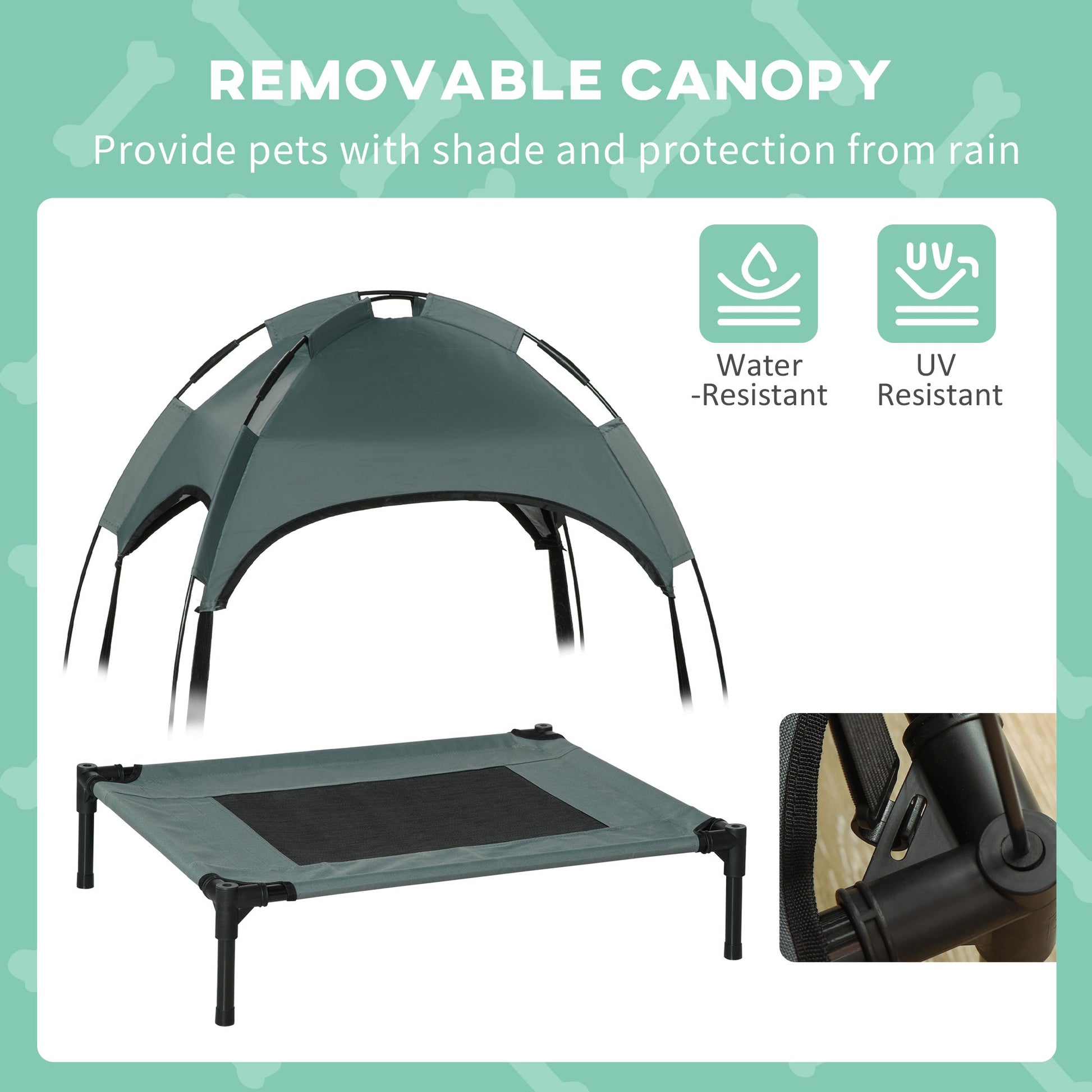 Elevated Cooling Pet Bed Portable Raised Dog Cot with Canopy for Small-Sized Dogs, Grey Elevated Dog Beds   at Gallery Canada