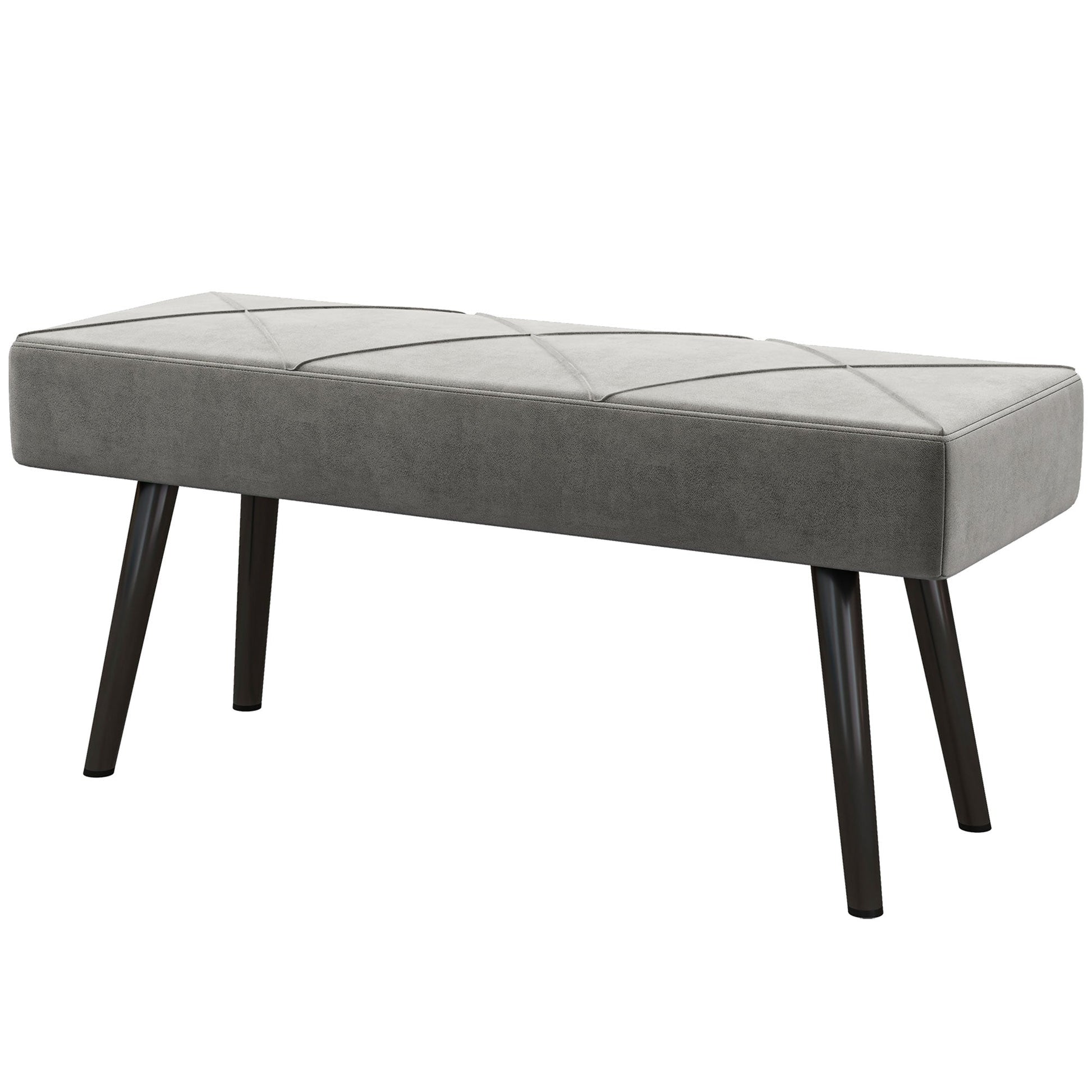 39 Inches Upholstered Bedroom Bench, Modern End of Bed Bench with Steel Legs, Grey Storage Ottomans & Benches Grey  at Gallery Canada