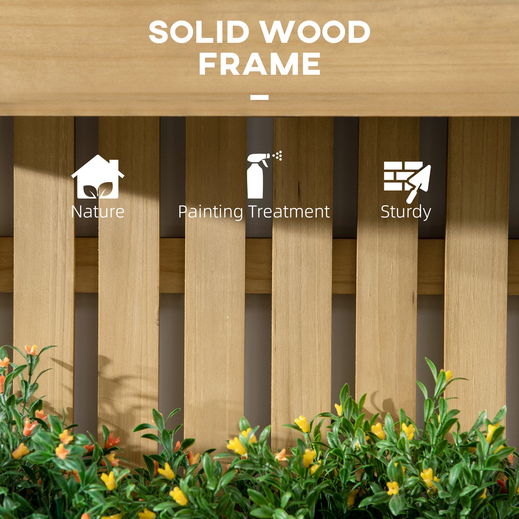 3 Box Raised Garden Bed with Trellis, Wall-Mounted Wood Planter Box Set with Drainage Hole for Flowers, Climbing Plants Raised Garden Beds at Gallery Canada