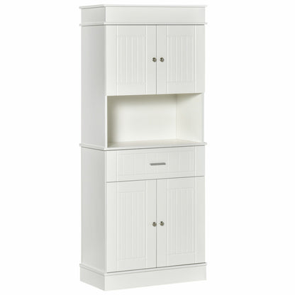 Freestanding 72" Kitchen Pantry Cabinet with Hutch, Adjustable Shelf, White Kitchen Pantry Cabinets White Wood Grain  at Gallery Canada