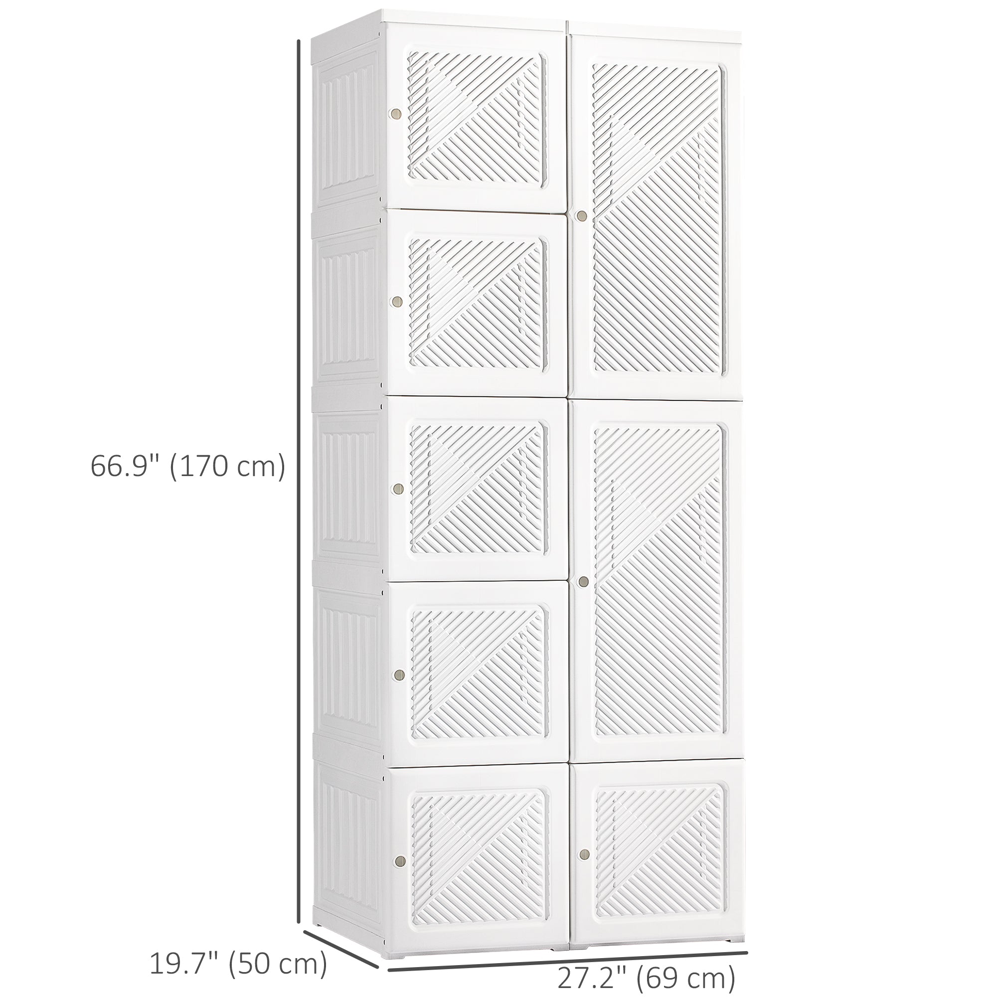 Portable Wardrobe Closet, Folding Bedroom Wardrobe, Clothes Storage Organizer with Cube Compartments, White Clothing Storage at Gallery Canada