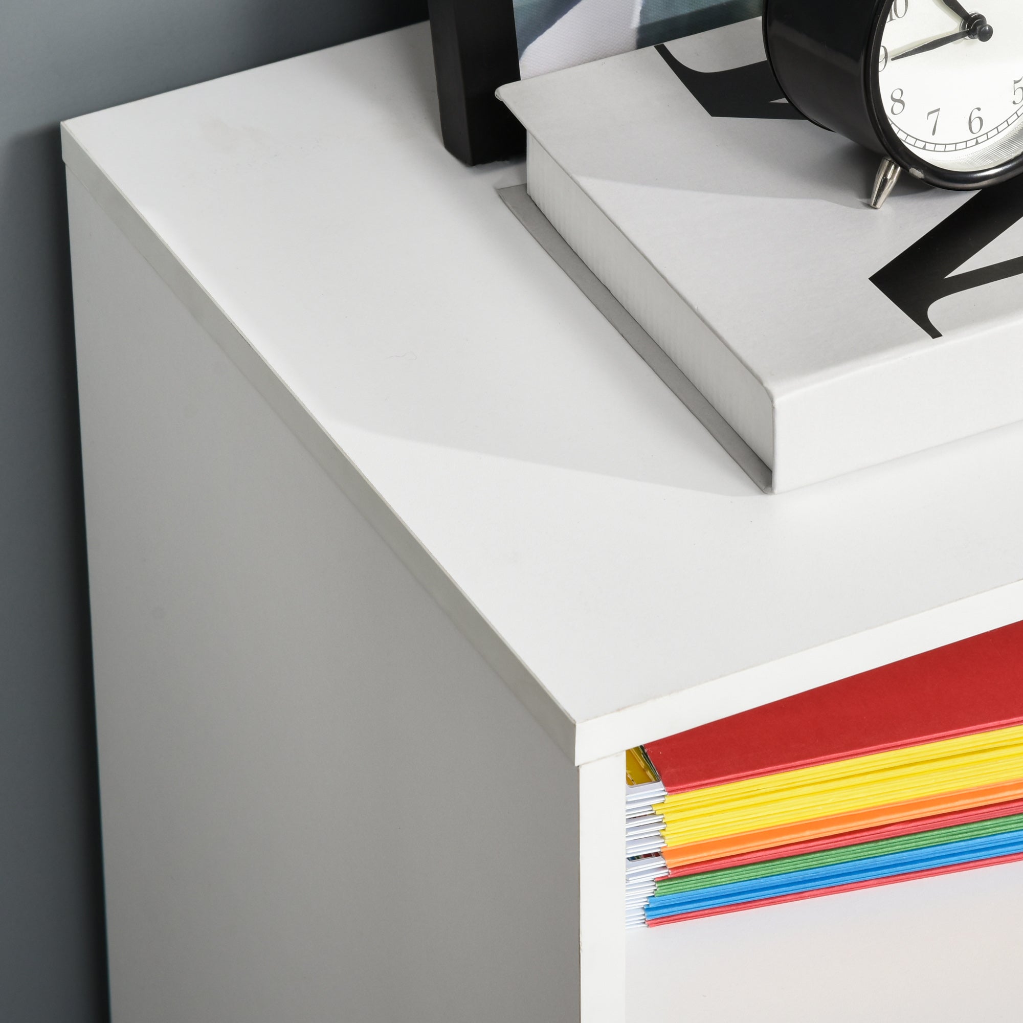 Lateral Filing Cabinet with Open Storage Shelf, Printer Stand Home Office Mobile File Cabinet with Wheels, Lockable Drawer, White Office Cabinets & Cupboards at Gallery Canada