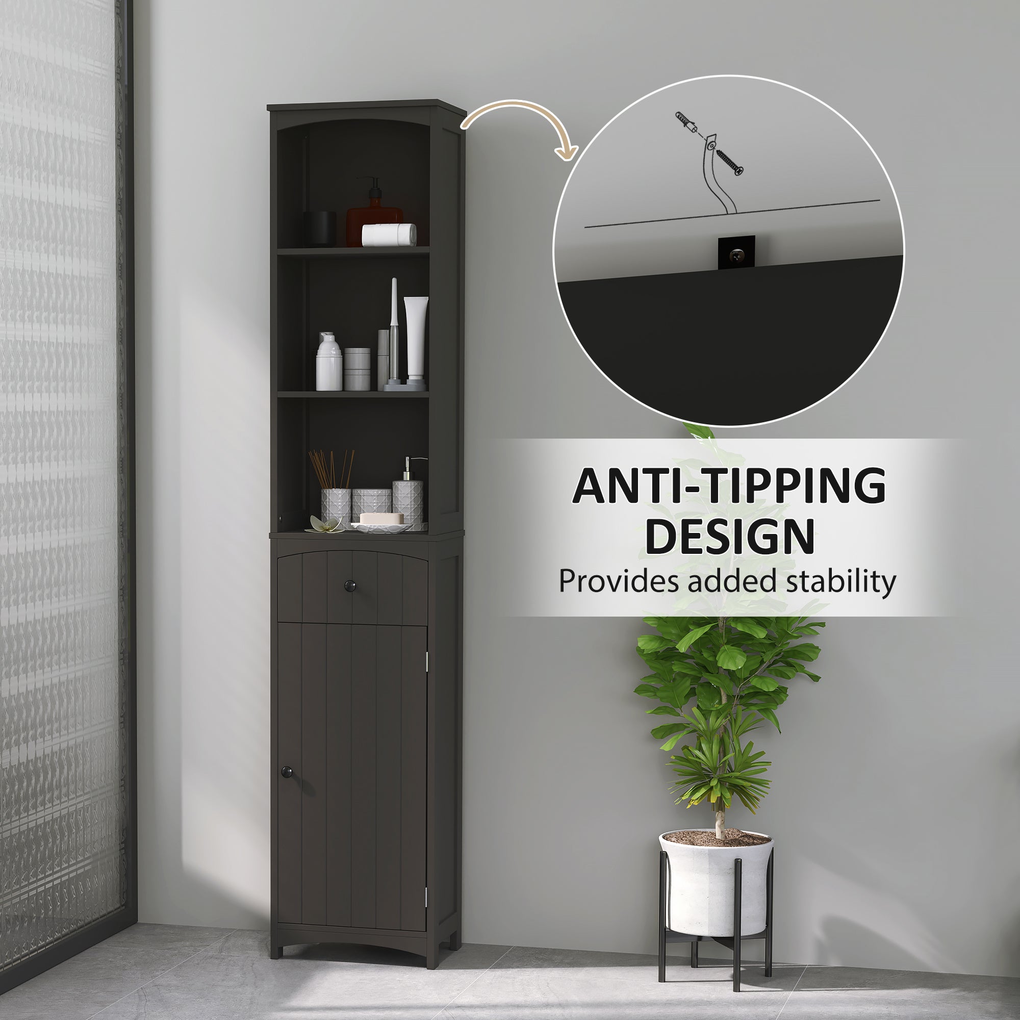 Tall Bathroom Cabinet Storage Organizer, Tall Cabinet with Shelves and Drawer Bathroom Cabinets at Gallery Canada