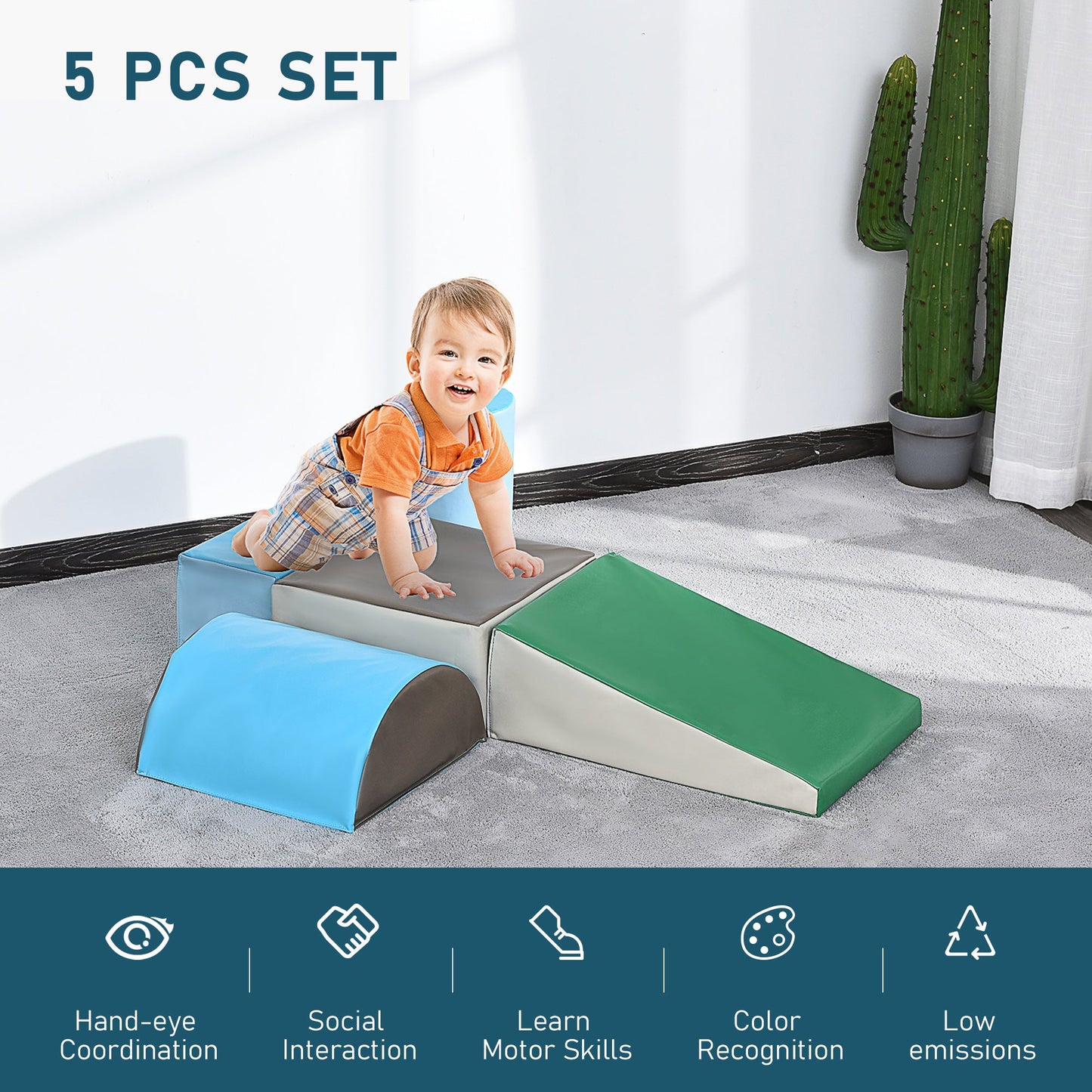 5 Piece Climb and Crawl Activity Playset Soft Safe Foam for Toddler Learning Toy Baby Gym & Playmats   at Gallery Canada