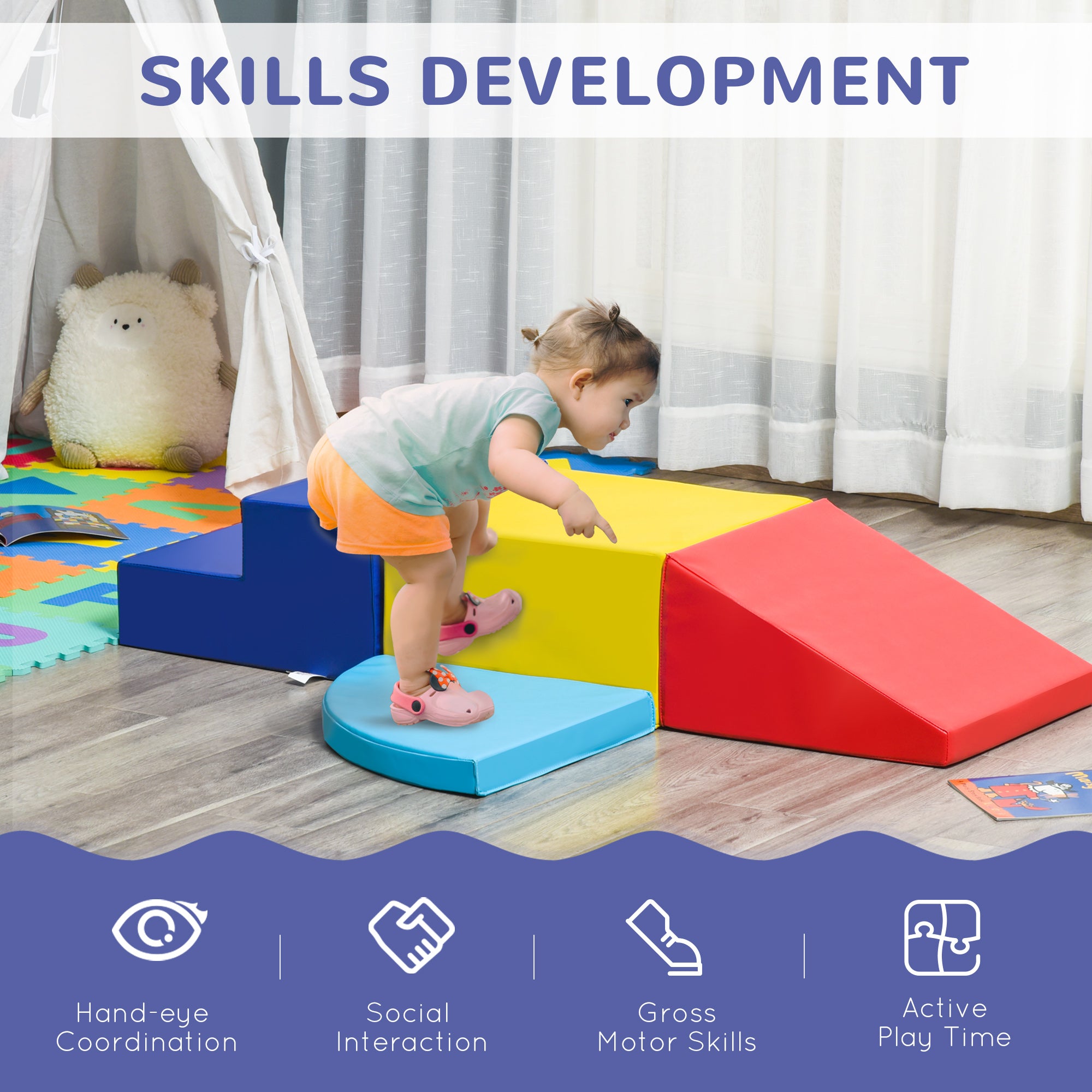 Crawl and Climb Foam Play Set Toddler Nugget 4 Pieces Lightweight Interactive Set for Climbing, Crawling, Sliding Play Zone for Baby Preschooler Baby Gym & Playmats at Gallery Canada