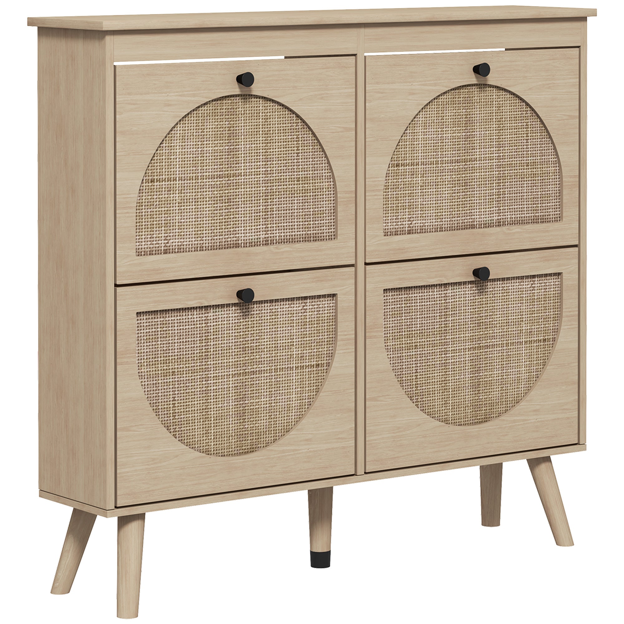 Shoe Cabinet for entryway, Shoe Storage Cabinet with 4 Flip Drawers and Adjustable Shelves for 20 Pairs of Shoes, Oak Shoe Storage Cabinets & Racks at Gallery Canada