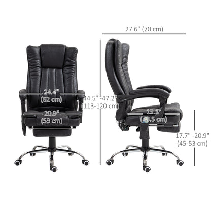 Office Chair 6-point Vibration Massage Chair Micro Fiber Recliner with Retractable Footrest Black Massage Chairs   at Gallery Canada