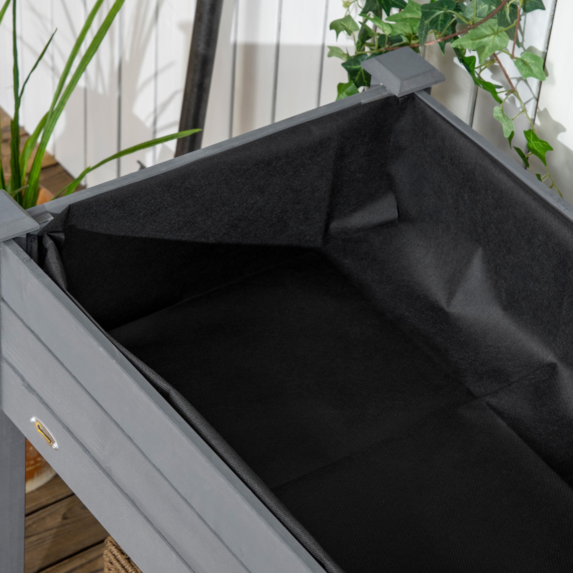 Mobile Raised Garden Bed Elevated Wood Planter Box w/ Lockable Wheels, Storage Shelf for Herbs Vegetables, Dark Grey Elevated Garden Beds at Gallery Canada