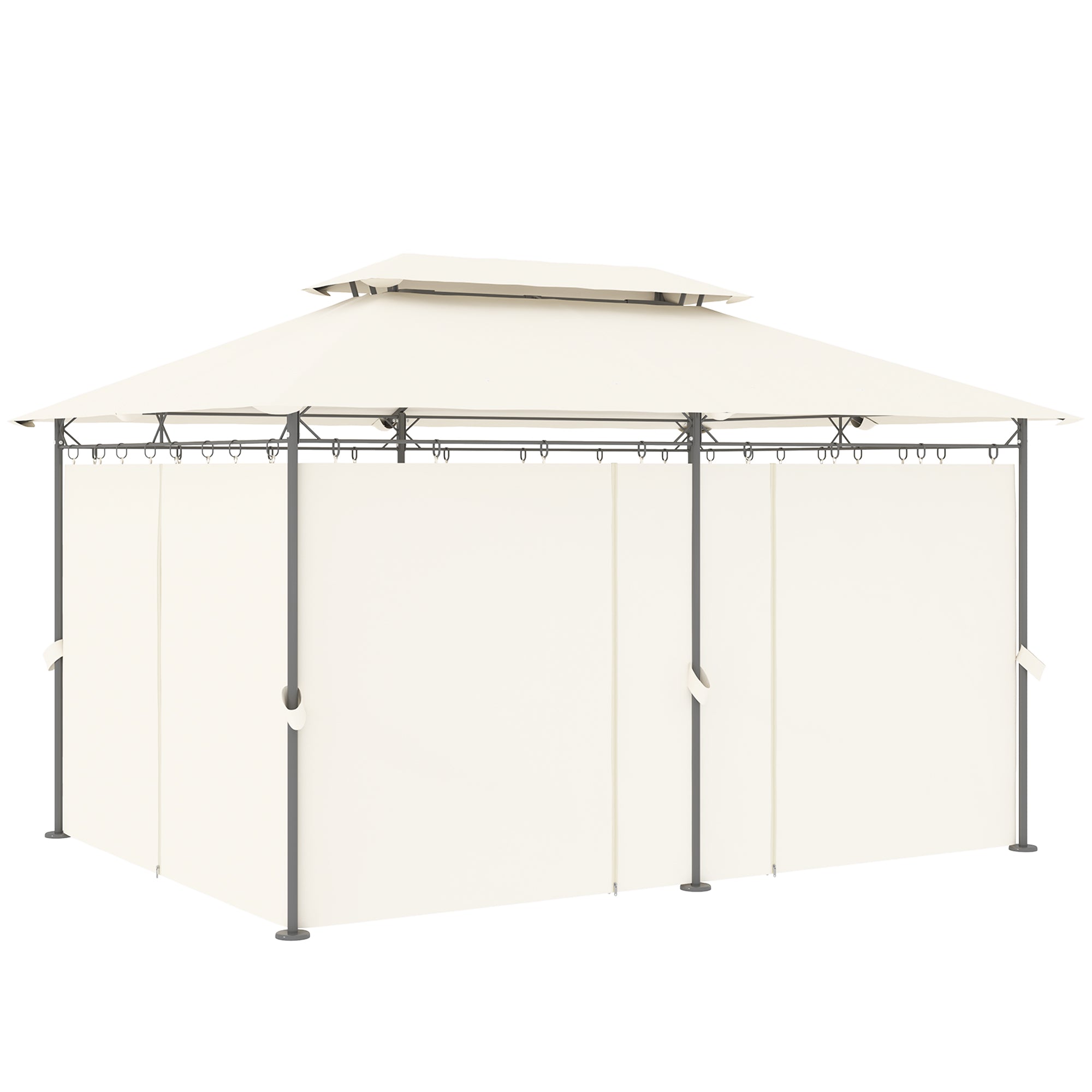 10' x 13' Double Roof Patio Gazebo, Outdoor Gazebo with Curtains, for Garden, Lawn, Backyard and Deck, Cream White Gazebos Cream at Gallery Canada