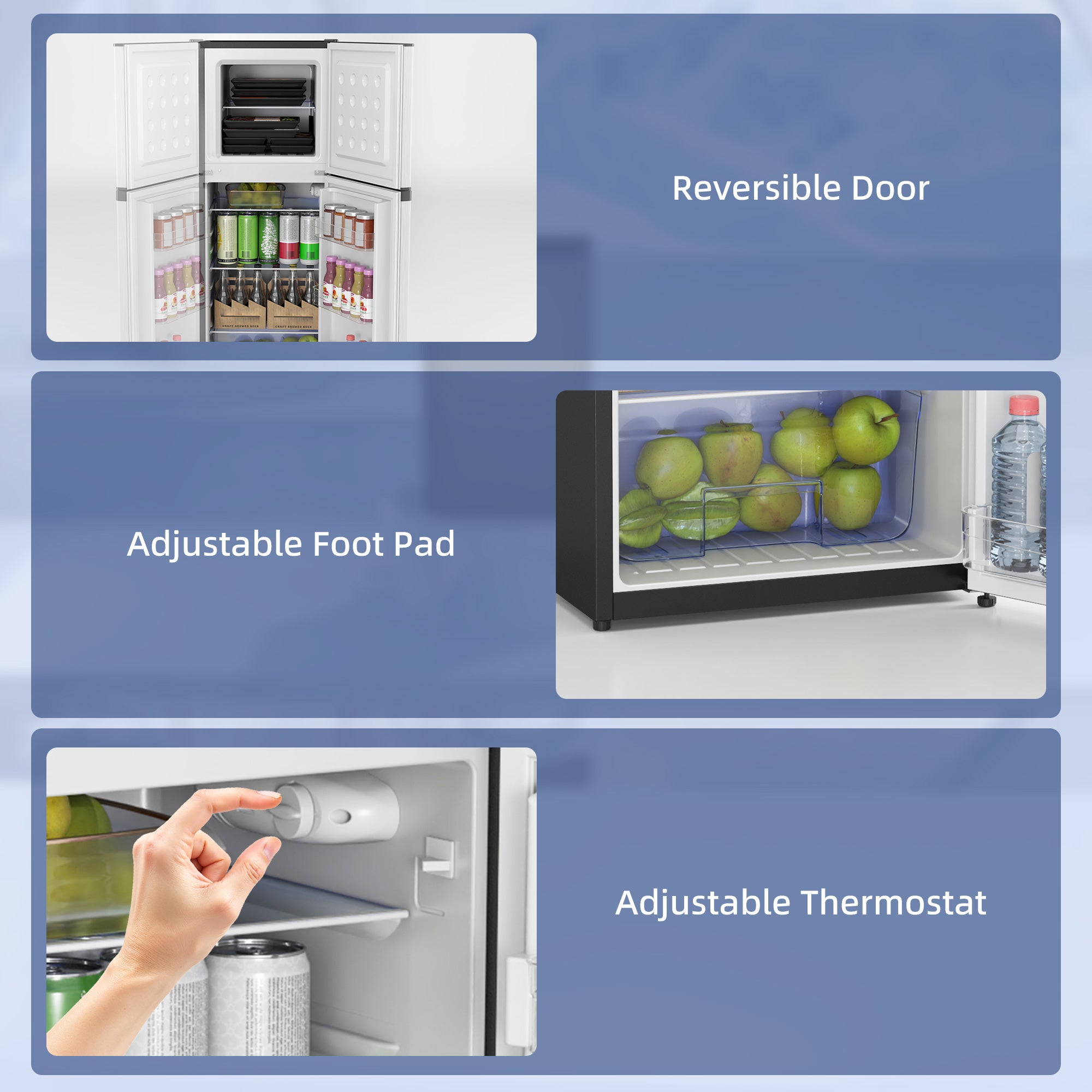 Double Door Mini Fridge with Freezer, 4.6 Cu.Ft Small Refrigerator with Thermostat, Shelves, Reversible Door, Silver Small Kitchen Appliances at Gallery Canada