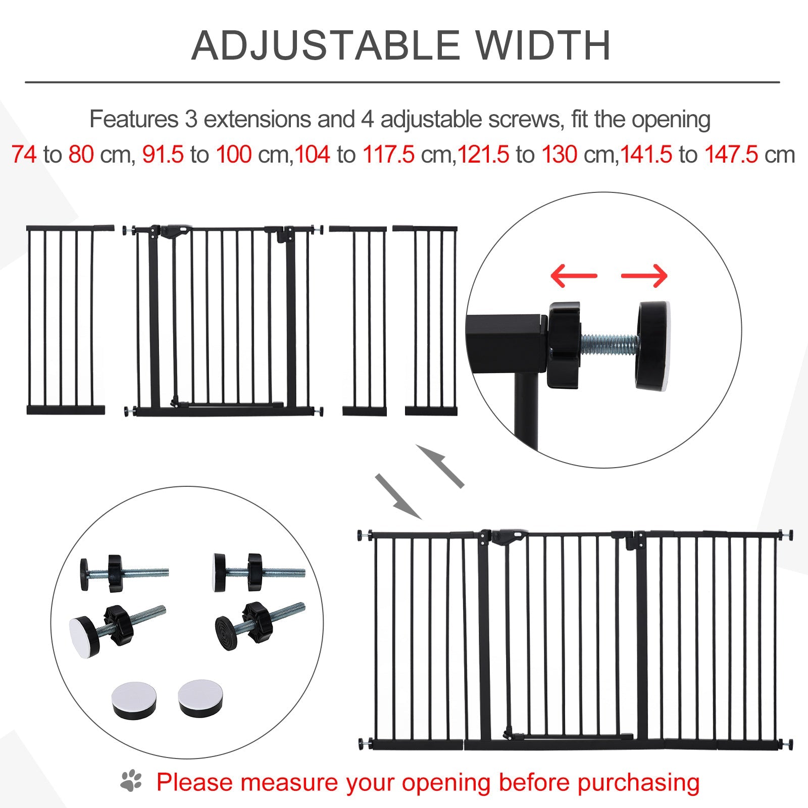 30 Inch Tall Pet Gate with Door Dog Gate and Barrier Indoor for Stairs Includes 7