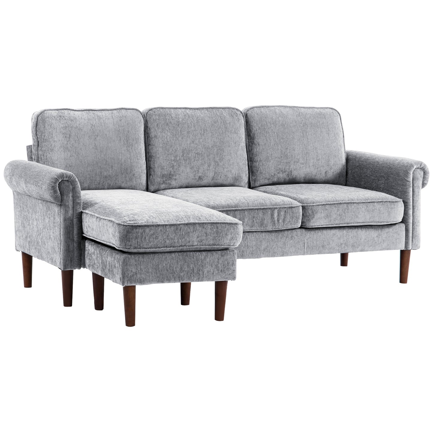 L Shape Sofa, Modern Sectional Couch with Reversible Chaise Lounge, Wooden Legs, Corner Sofa for Living Room, Grey 3-Seater Sofas Multi Colour  at Gallery Canada