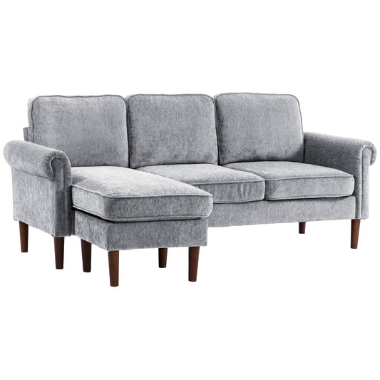 L Shape Sofa, Modern Sectional Couch with Reversible Chaise Lounge, Wooden Legs, Corner Sofa for Living Room, Grey 3-Seater Sofas Multi Colour  at Gallery Canada