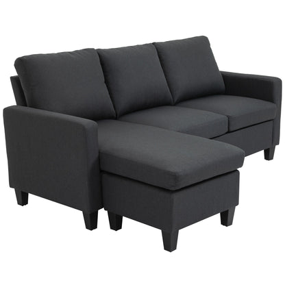 L-Shape Sofa, Modern Sectional Couch with Reversible Ottoman, Convertible Corner Sofa for Living Room, Dark Grey Sofas & Reclining Chairs Dark Grey  at Gallery Canada