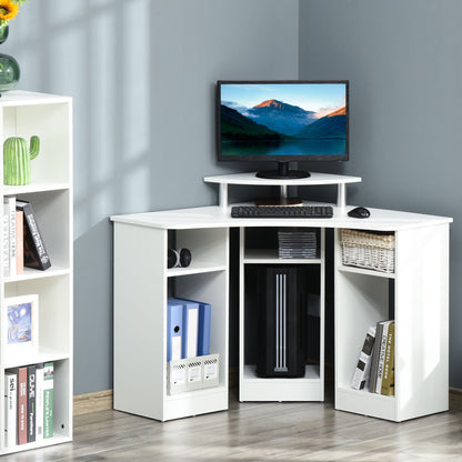 L-Shaped Computer Desk with Monitor Stand, Home Office Corner Desk Study Workstation for Small Space, White Computer Desks   at Gallery Canada