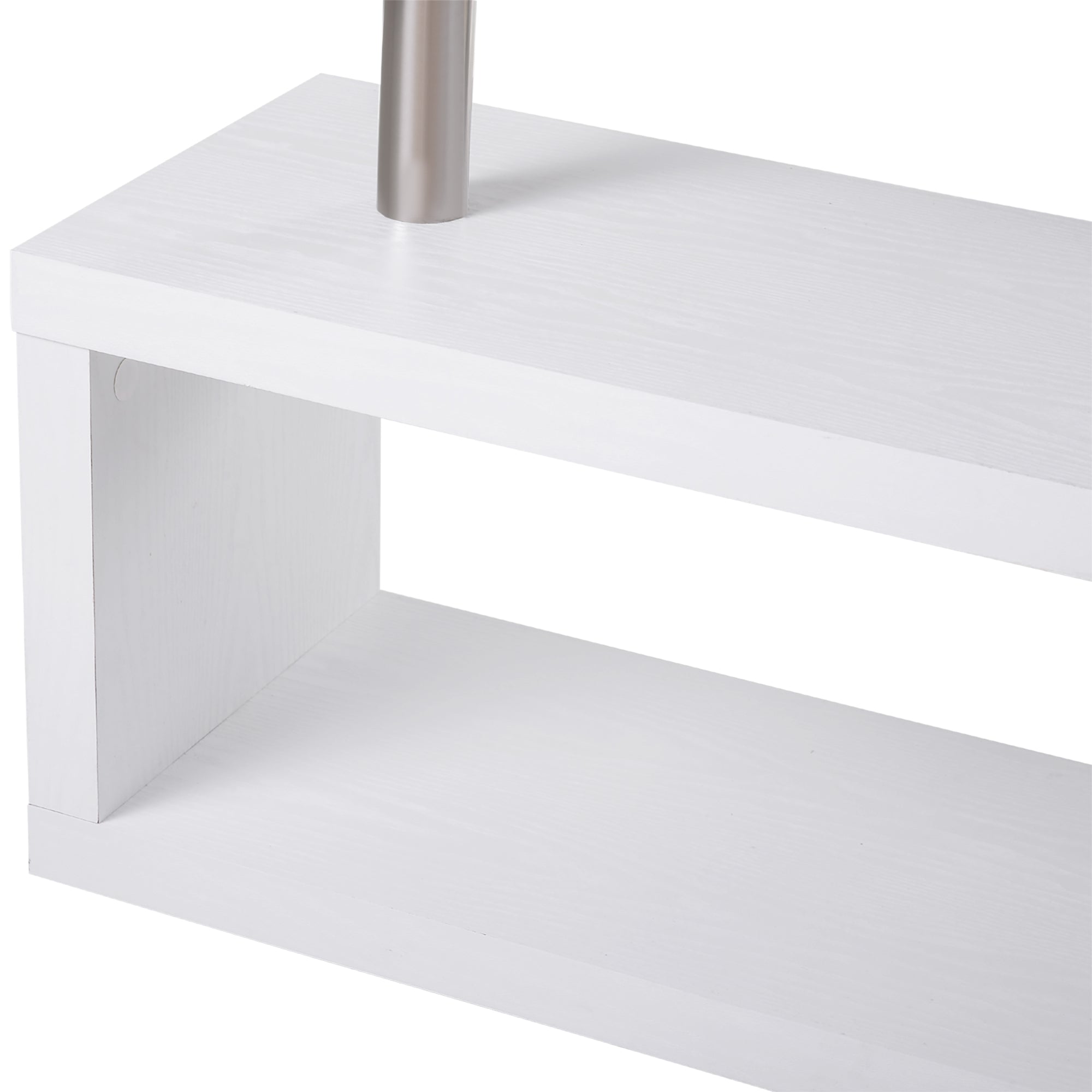 L-Shaped Desk, 360° Rotating Computer Corner Desk, Home Office Writing Table Workstation with Storage Shelf, White Writing Desks   at Gallery Canada