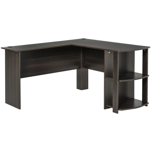 L-Shaped Desk, Computer Corner Desk, PC Table with 2 Storage Shelves, Home Office Workstation, Brown - Gallery Canada