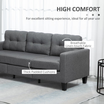 L-shaped Sofa, Chaise Lounge, Furniture, 3 Seater Couch with Switchable Ottoman, Corner Sofa with Thick Padded Cushion for Living Room, Office, Grey 3-Seater Sofas   at Gallery Canada