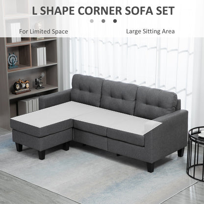 L-shaped Sofa, Chaise Lounge, Furniture, 3 Seater Couch with Switchable Ottoman, Corner Sofa with Thick Padded Cushion for Living Room, Office, Grey 3-Seater Sofas   at Gallery Canada