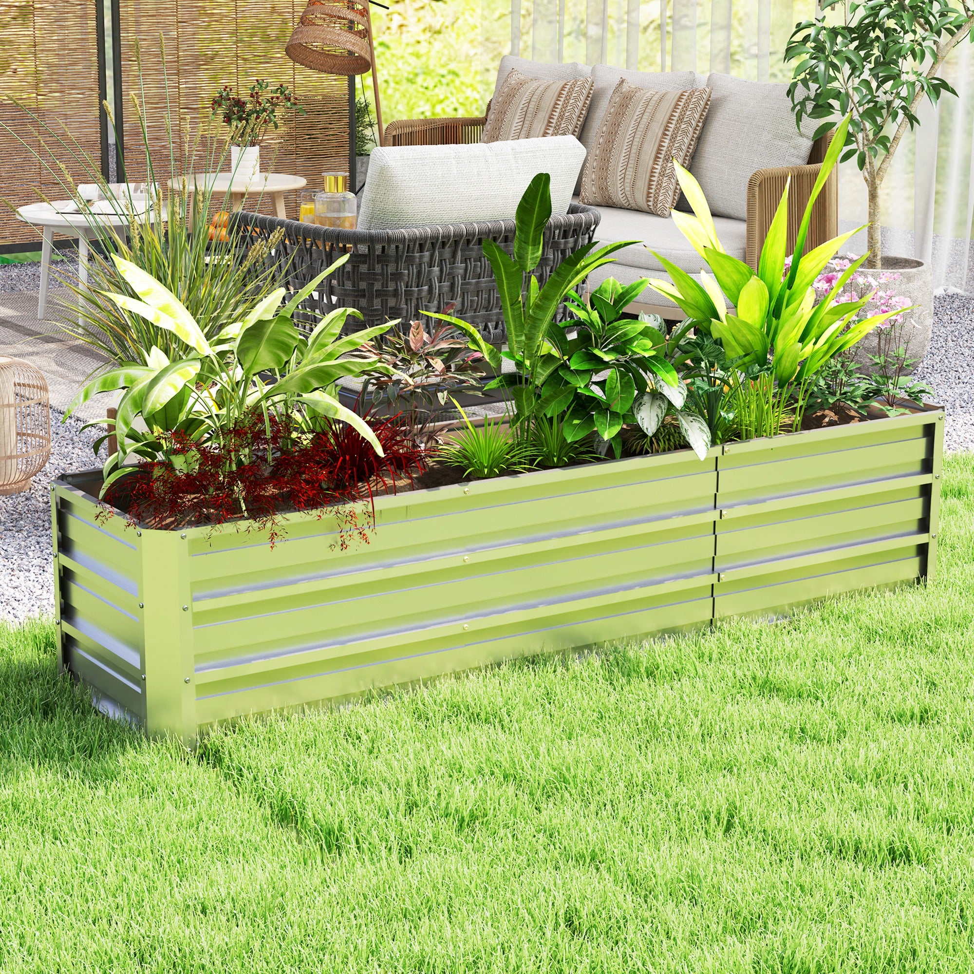 6' x 1.5' x 1.3' Galvanized Raised Garden Bed, Elevated Large Metal Planter Box w/ Install Gloves for Backyard, Patio to Grow Vegetables, Herbs, and Flowers, Silver Raised Garden Beds at Gallery Canada