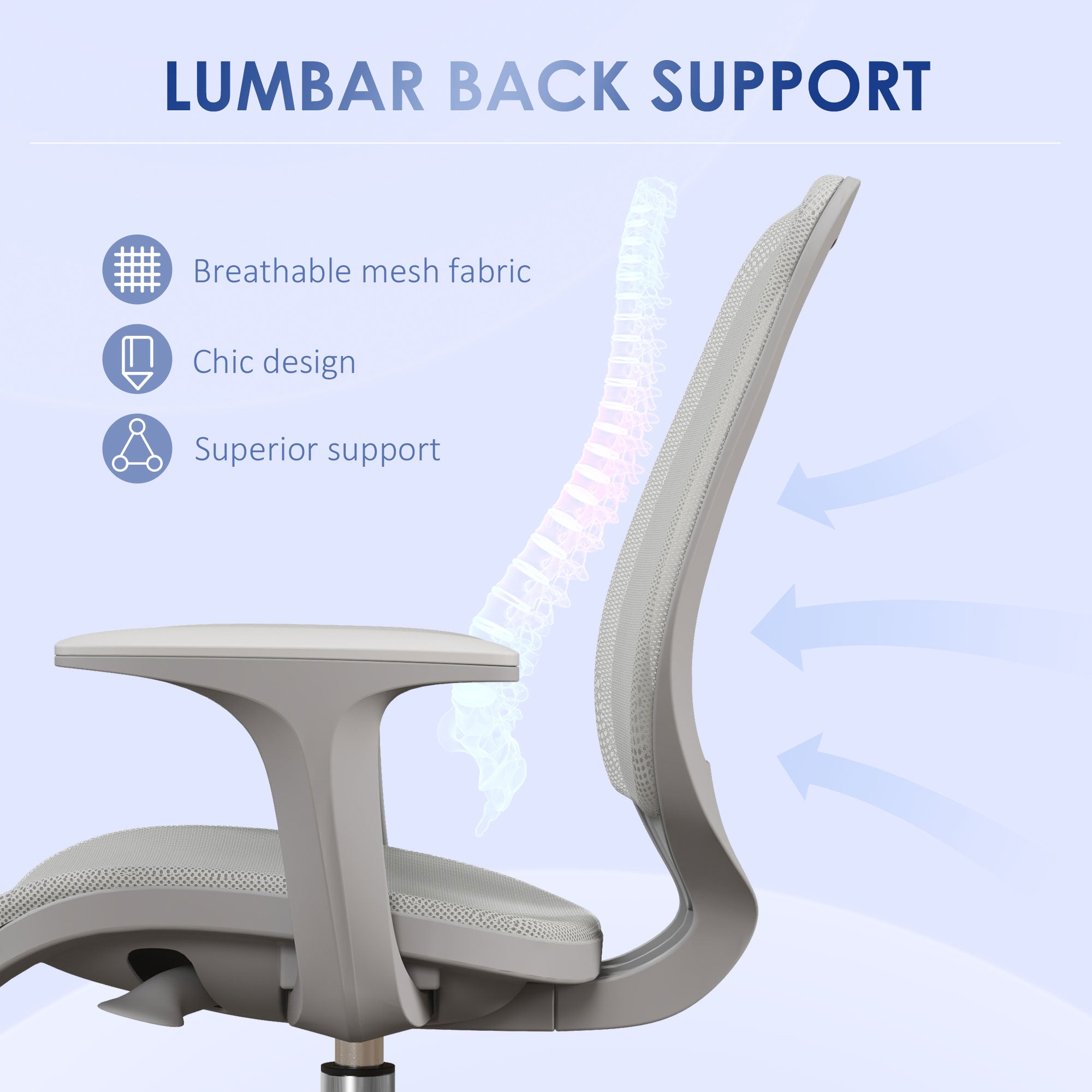 Office Chair, Small Computer Desk Chair with Mesh Back, Swivel Security Castors, Arm, Grey Office Chairs at Gallery Canada
