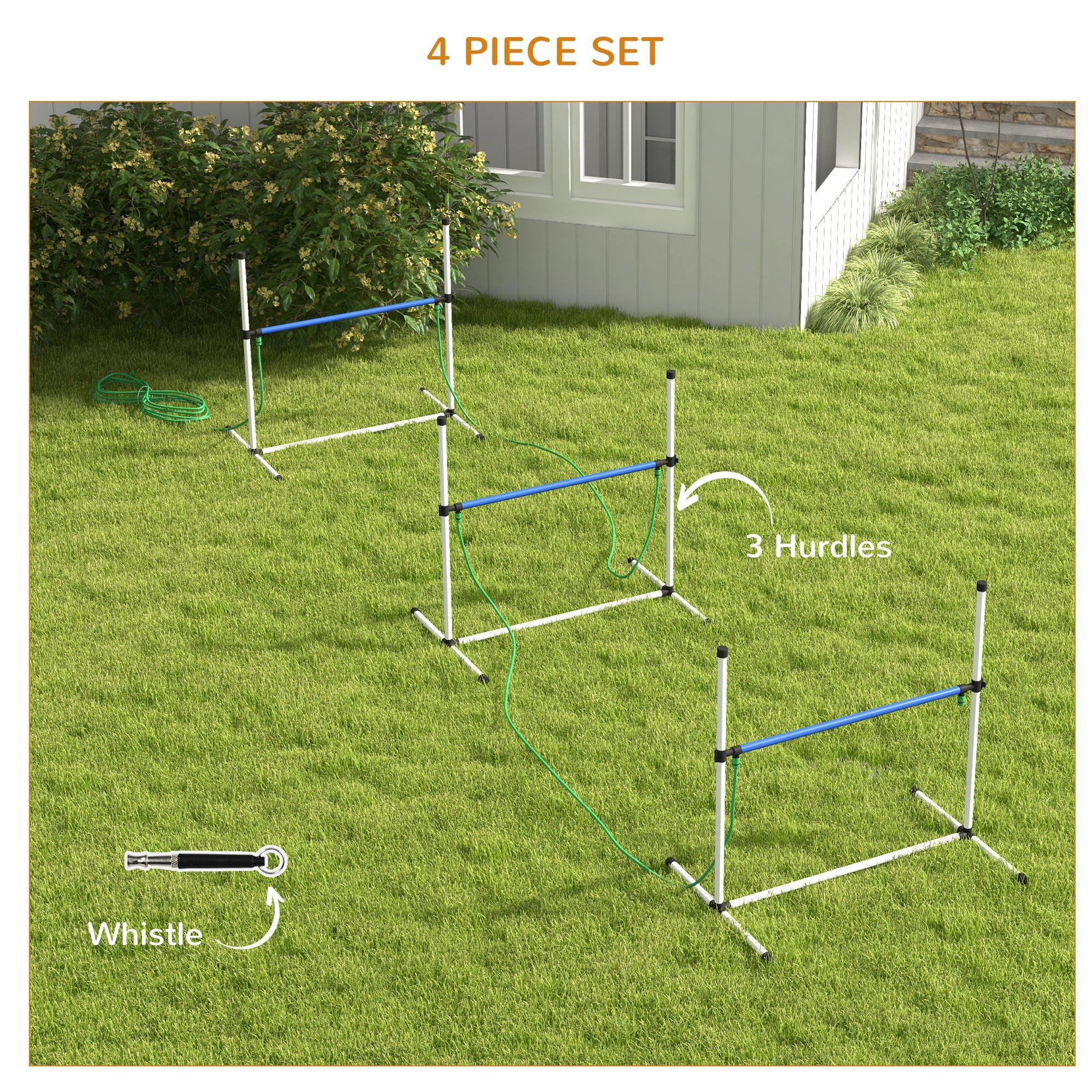 4PCs Dog Agility Equipment Set with Adjustable Height Hurdles, Spray Water Tube, Whistle, Carry Bag, White Dog Agility Training Equipment at Gallery Canada