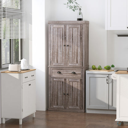 72.5" H Traditional Freestanding Kitchen Pantry Cabinet Traditional Spacious Storage Closet with 1 Drawer Kitchen Pantry Cupboard Cabinet, Wood Grain Kitchen Pantry Cabinets   at Gallery Canada