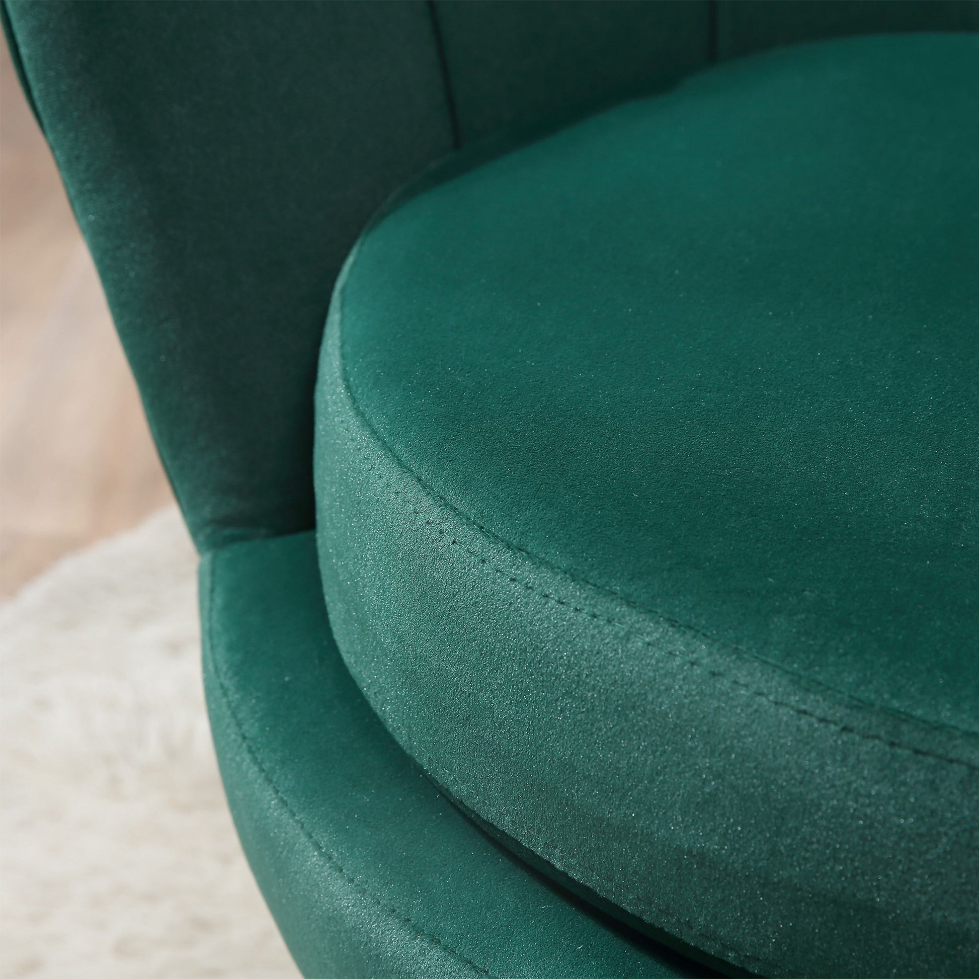 Modern Accent Chair, Velvet-Touch Fabric Leisure Club Chair with Gold Metal Legs for Bedroom, Dark Green Accent Chairs   at Gallery Canada