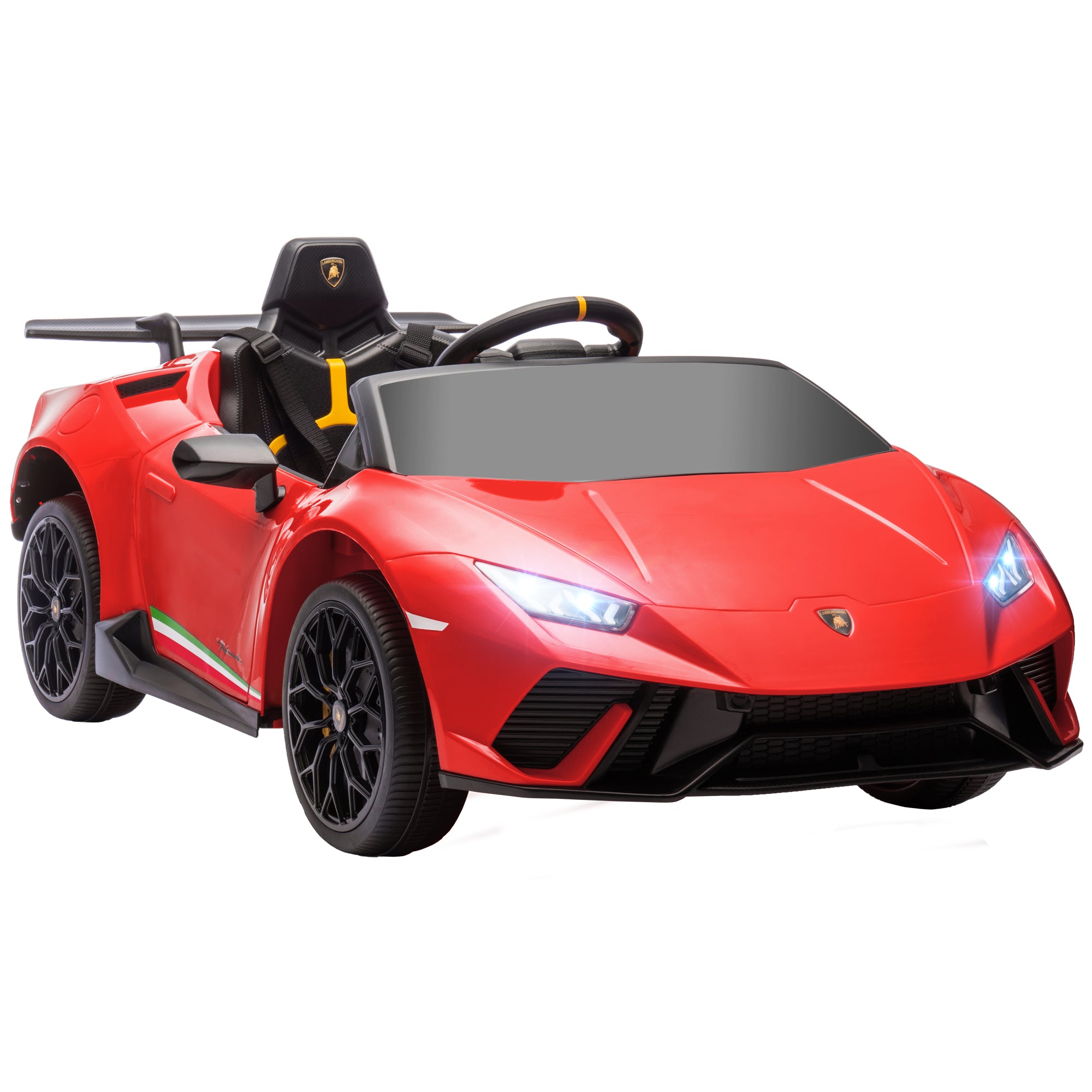 12V Lamborghini Huracan Licensed Kids Electric Car with Remote Control, Spring Suspension, Transport Wheels, Red Electric Toy Cars   at Gallery Canada