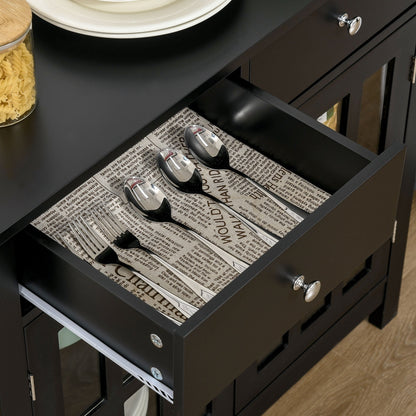 Sideboard Buffet Cabinet, Accent Kitchen Cabinet with Glass Doors, Adjustable Shelf and 2 Drawers for Dining Room, Black Bar Cabinets   at Gallery Canada