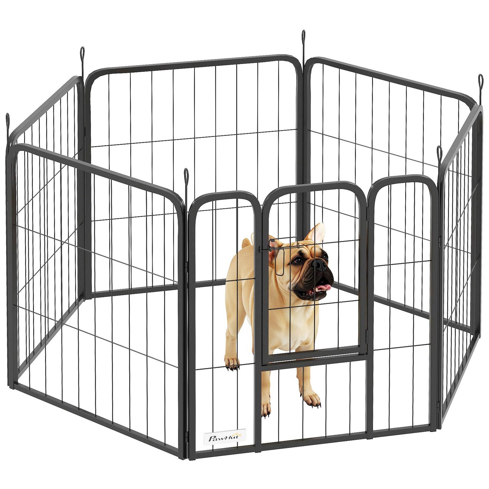 6 Panels Heavy Duty Dog Playpen Outdoor Indoor with Door &; Strap, 24