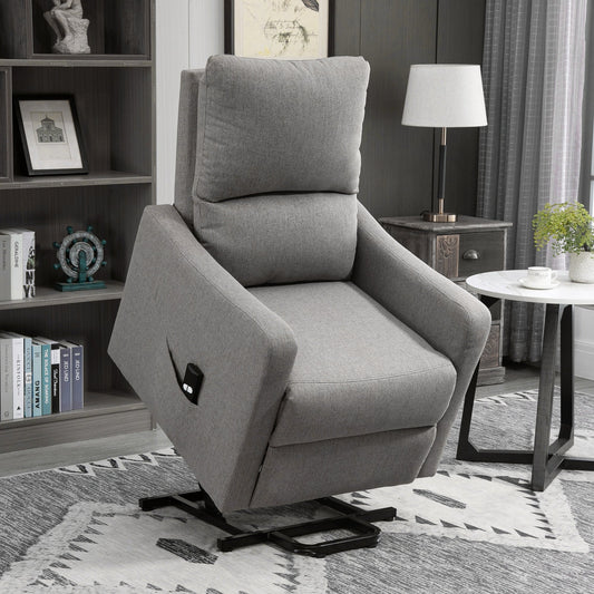 Electric Lift Recliner Chair Rising Power Chaise Lounge Fabric Sofa with Remote Control &; Side Pocket for Living Room Electric Power Lift Chairs Grey  at Gallery Canada