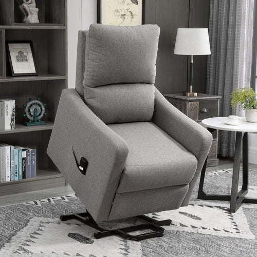 Electric Lift Recliner Chair Rising Power Chaise Lounge Fabric Sofa with Remote Control &; Side Pocket for Living Room